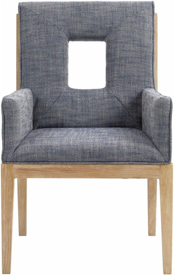 Meridian Furniture Gwendolyn Navy/Natural Linen Textured Upholstered Dining Chair-1