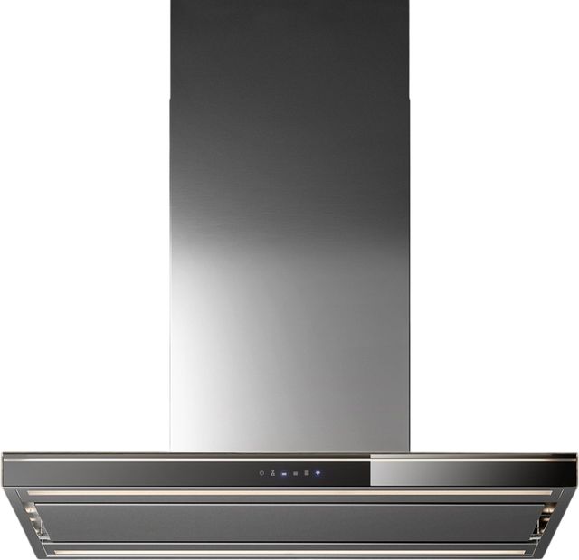 Falmec Lumina NRS 36" Scotch Brite Stainless Steel & Black Glass Island Range Hood-0