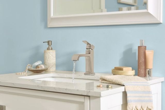 Peerless Ezra® Brushed Nickel 6" Single Handle Curved Spout Lavatory Faucet-2