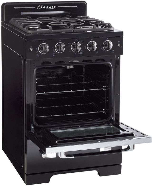 Unique® Appliances Classic Retro 24" Midnight Black Freestanding Gas Range-3
