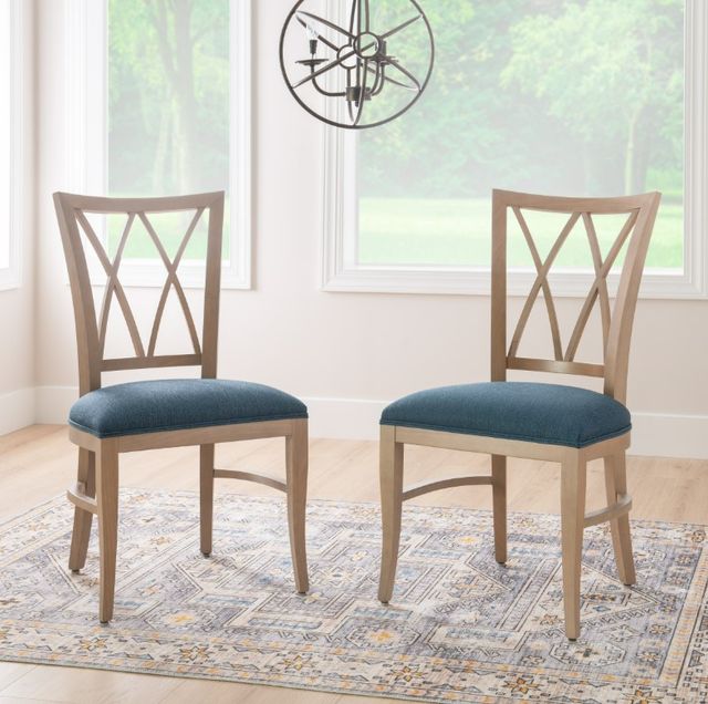 Linon Charlie 2-Piece Blue/Natural Dining Chair Set-1
