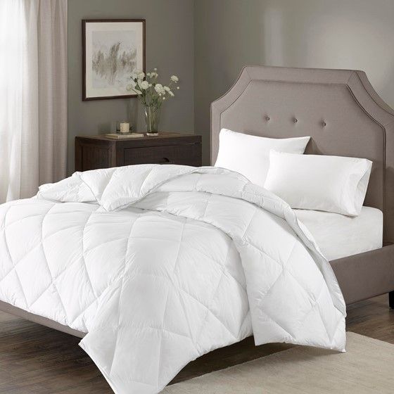 Olliix by Madison Park Signature White Diamond Down Alternative Full/Queen 1000 Thread Count Cotton Comforter-1