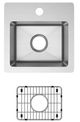 Elkay Crosstown® Polished Satin 15"1-Hole Single Bowl Dual Mount Bar Sink Kit-1