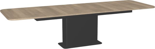 Amisco Customizable Lucarelli 120" Rectangular Extendable Table with 1" Birch Veneer Top, Radius Corners and 1 Leaf-1