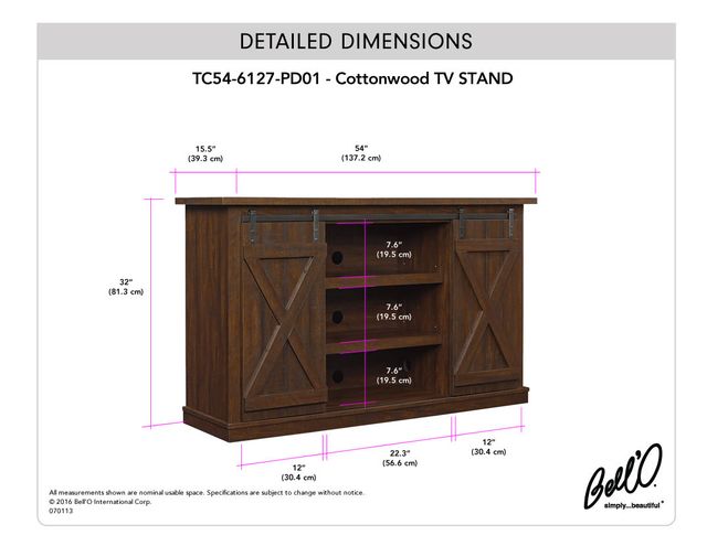 Bell'O® Cottonwood Espresso TV Stand-2