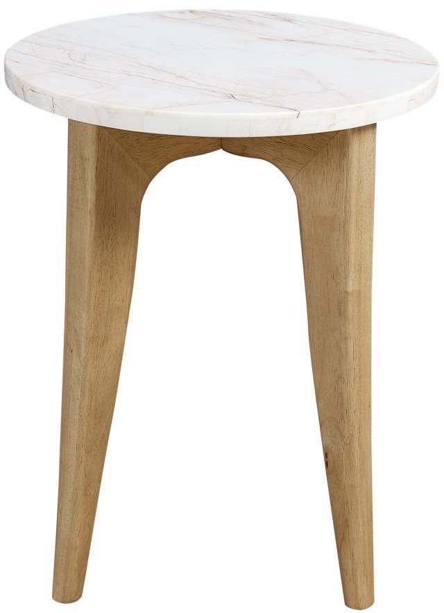 Bernards Tapestry Beige Accent Table with White Marble Top-2