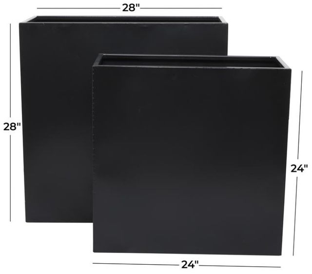 Deco Marche 2-Piece Black Metal Planter Set-3