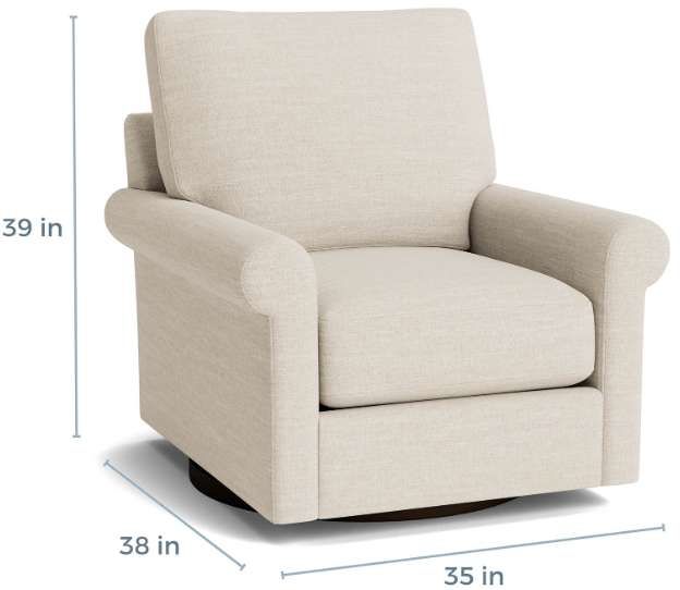 Bassett® Furniture Customizable True Custom® Roll Arm Swivel Chair-4