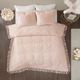 Olliix by Madison Park Blush Full/Queen Laetitia Tufted Cotton Chenille Medallion Fringe Coverlet Set-2