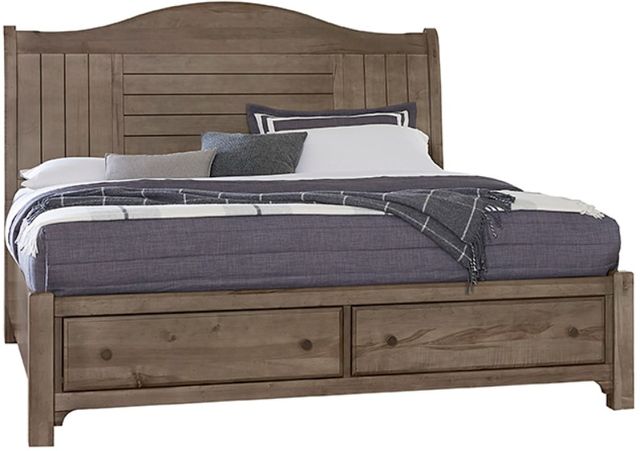 Vaughan-Bassett Cool Farmhouse Grey Queen Storage Sleigh Bed