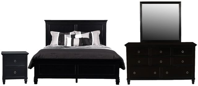 New Classic® Home Furnishings Tamarack 4-Piece Black California King Panel Bedroom Set-0