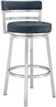 Armen Living Madrid Brushed Stainless Steel/Vintage Blue Swivel Counter Stool-0
