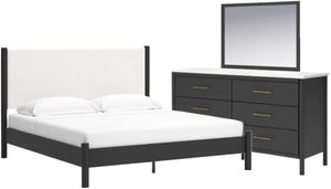 Signature Design by Ashley® Cadmori 3-Piece Black/White Queen Upholstered Panel Bedroom Set
