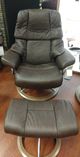 Stressless® by Ekornes® Reno Medium Signature Base Chair and Ottoman-1