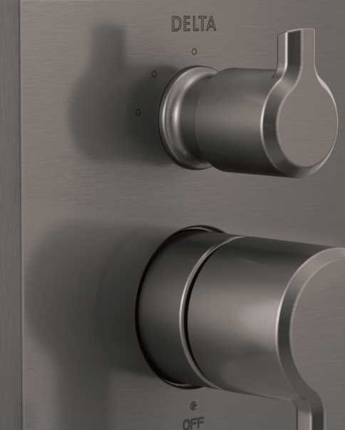 Delta Pivotal® Monitor® 14 Series Lumicoat® Black Stainless 3-Setting 2-Handle Diverter Valve Trim-1
