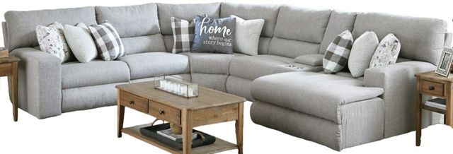 American Wholesale Furniture Rockport 6-Piece Gray Power Reclining Curved Sectional-0
