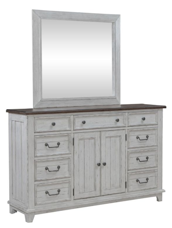 Liberty Furniture River Place Riverstone White/Tobacco Dresser and Mirror-0