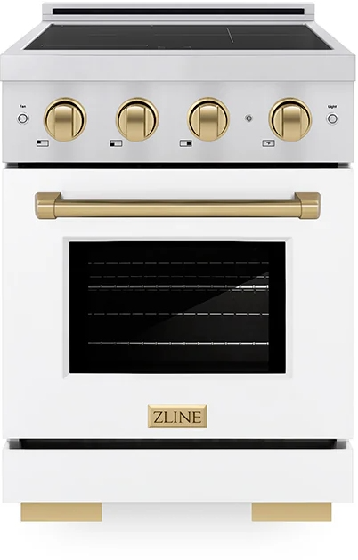 ZLINE 24" 3.2 cu. ft. Autograph Edition Paramount Stainless Steel with White Matte Door & Champagne