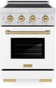 ZLINE Autograph Edition Paramount 24" Stainless Steel Pro Style Induction Range with White Matte Door and Champagne Bronze Accents-0