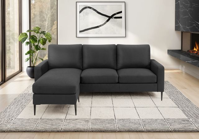 Monarch Specialties Inc. Black 85" Sofa Lounger and Reversible Chaise-1