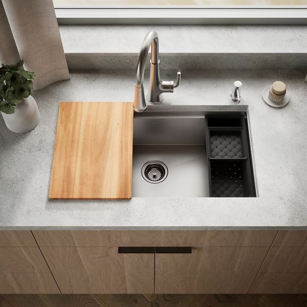 KOHLER® Lyric® Workstation Stainless Steel 33" Top/Undermount Single-Bowl Kitchen Sink-1