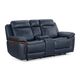 Kate Preston Home Navy Leather Power Reclining Console Loveseat with Zero Gravity-1