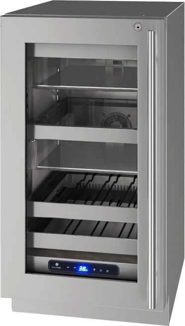 U-Line 5 Class Collection 18” 3.7 Cu. Ft. Stainless Steel Beverage Center with Left Hinge Glass Door-0
