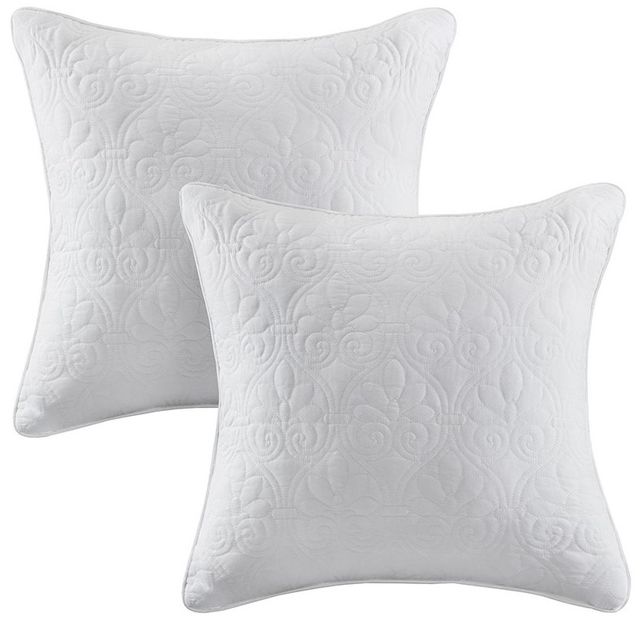 Olliix by Madison Park Quebec 2 White 20"x20" Quilted Square Pillow Pair-0