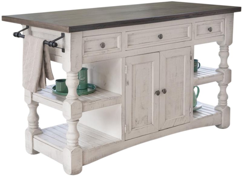 International Furniture Direct Stone Gray/Weathered White Kitchen Island 