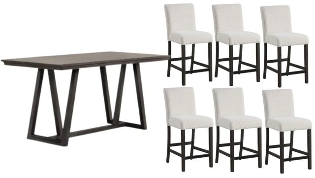 New Classic® Home Furnishings High Line 7-Piece Matte Brown/White Counter Table Set-0
