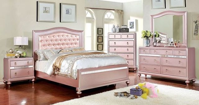 Furniture of America® Ariston Rose Gold 4-Piece Full Bedroom Set-0