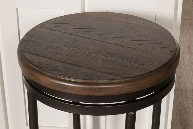 HH2 Home Casselberry Distressed Walnut Brown Metal Swivel Counter Stool-2