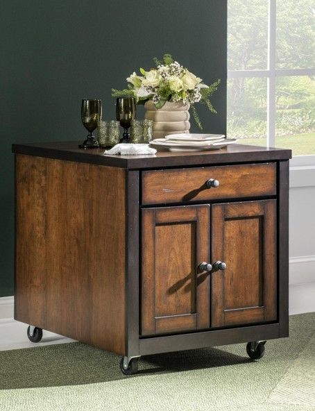Legacy Classic Fenmore Dark Mocha/Distressed Cherry Kitchen Island Cart-2