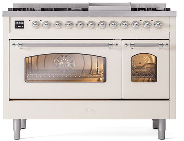 Ilve® Nostalgie II Series 48" Antique White Pro Style Dual Fuel Range-1