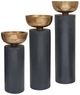 A & B Home Pillar 3-Piece Black/Gold Candle Holder Set-2