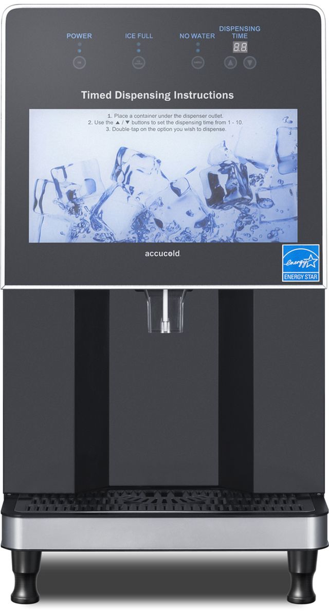 Summit®  Summit® 17" 220 lb. Stainless Steel Freestanding Ice Maker with Water Dispenser-0