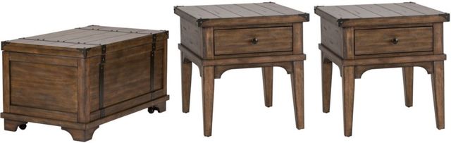 Liberty Furniture Aspen Skies 3-Piece Weathered Brown Table Set-0