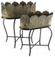 A & B Home 2-Piece Black/Gold Planter with Legs Set-0