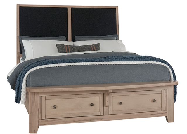Vaughan-Bassett Woodbridge Black/Clear Maple California King Upholstered Panel Bed-0
