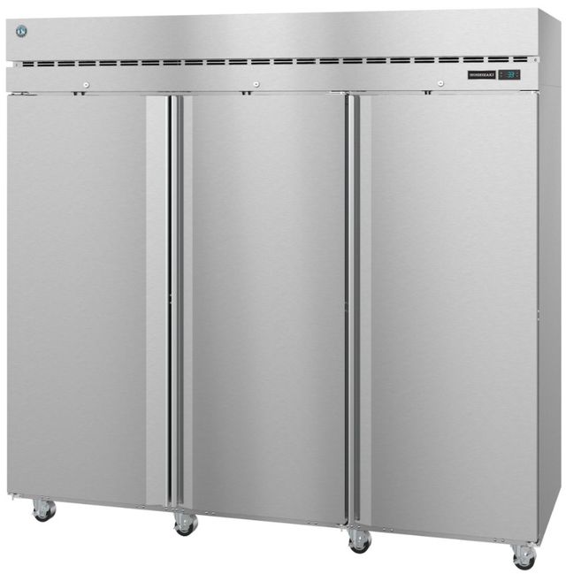 Hoshizaki Steelheart® 83" 79 Cu. Ft. Stainless Steel Three Section Upright Refrigerator with Half Solid Doors and Lock-1
