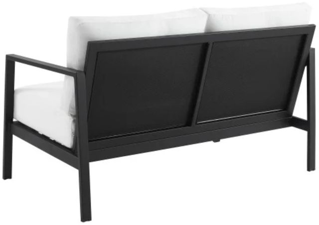 Linon Alora White/Black Aluminum/Fabric Outdoor Loveseat-4
