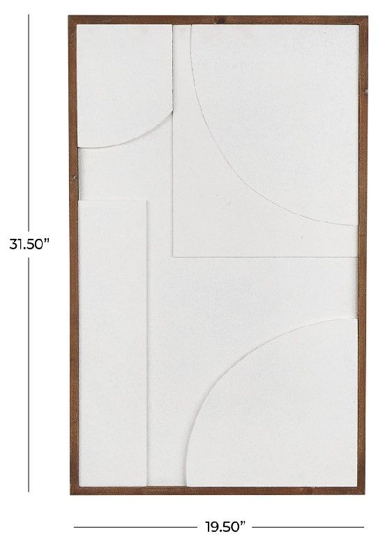 Deco Marche White Canvas Geometric Dimensional Wall Decor-3