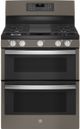 GE® 30" Fingerprint Resistant Slate Freestanding Gas Double Oven Convection Range-0