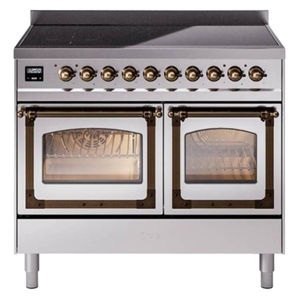Ilve® Nostalgie II Noblesse 40'' Stainless Steel Pro Style Induction Range with Burnished Trim-0