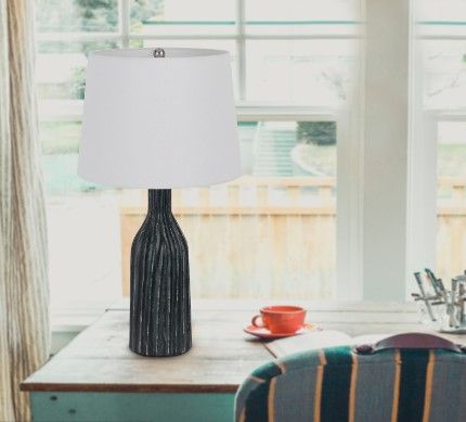 Cal® Lighting & Accessories Irvington 2-Piece Marble Table Lamp Set-1
