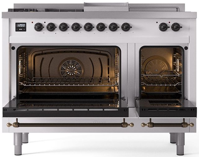 Ilve® Nostalgie II Series 48" White Pro Style Dual Fuel Range-1