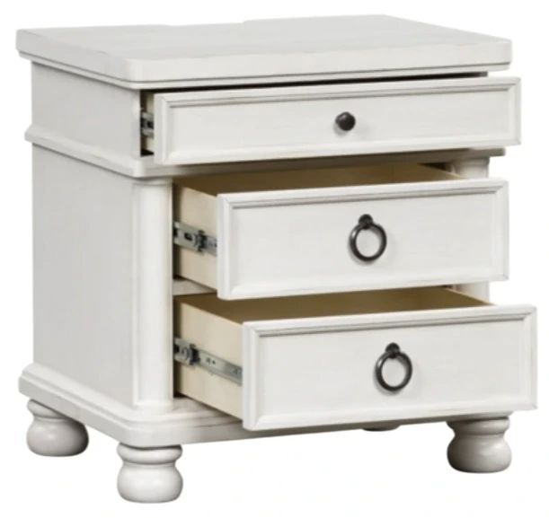 Signature Design by Ashley® Rowlenstown Antique White 3-Drawer Nightstand-3
