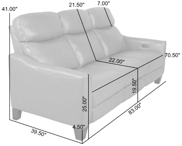 Armen Living Milos Light Gray Leather Power Reclining Sofa-3