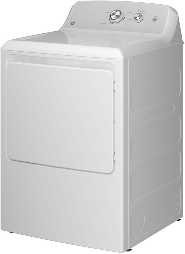 GE® 7.2 Cu. Ft. White Electric Dryer with Silver Matte Backsplash  -4