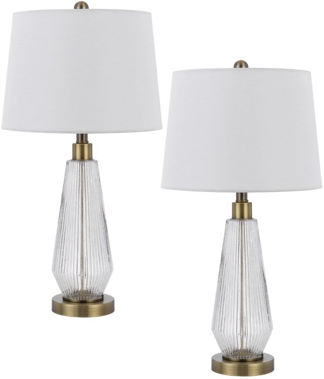 Cal® Lighting & Accessories Teardrop Style 2-Piece Antique Brass Table Lamp Set-0